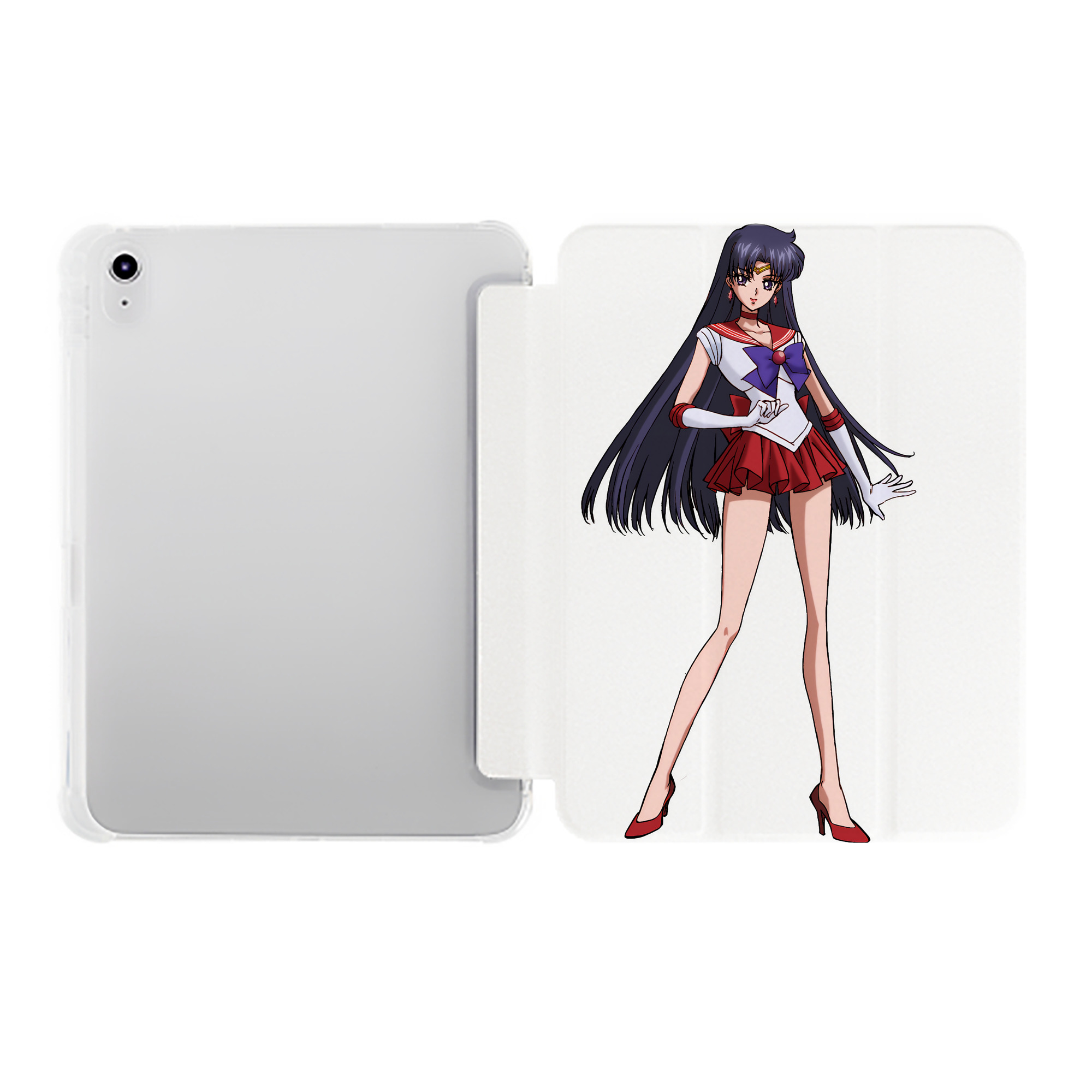 （画像用） 美少女戦士セーラームーン 火野レイ ひの レイ Sailor Moon Hino Rei （セーラーマーズ,Sailor Mars） IPad ケース ペン収納付き 三つ折りスタンド PUレザー×シリコン 対応機種9.5/10.5/10.9インチ